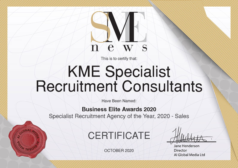 KME Recruitment SME Specialiste Recruitment Agency of the Year 2020